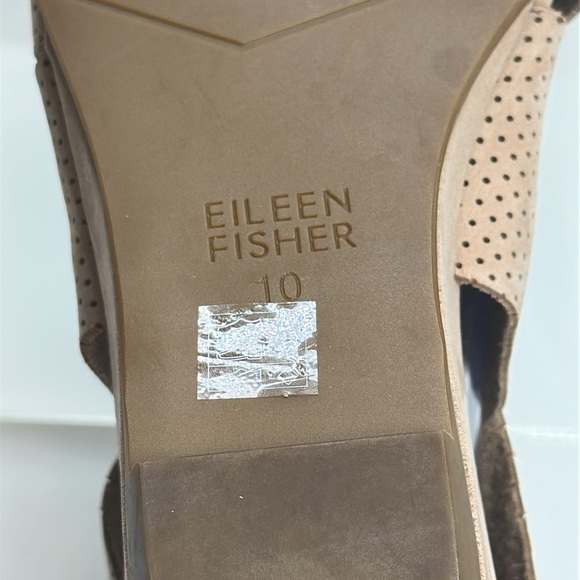 Eileen Fisher Kes Beige Perforated Wedge Sandals - Picture 7 of 8